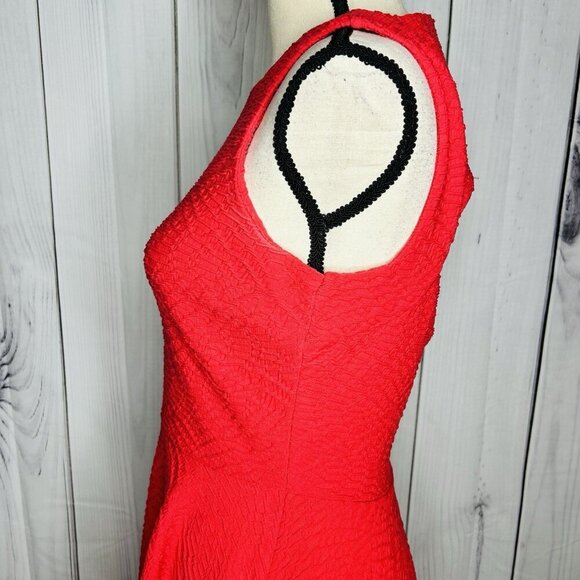 Calvin Klein Back Cut Out A-Line Textured Sleeveless Dress Coral Size 2 - Picture 7 of 13